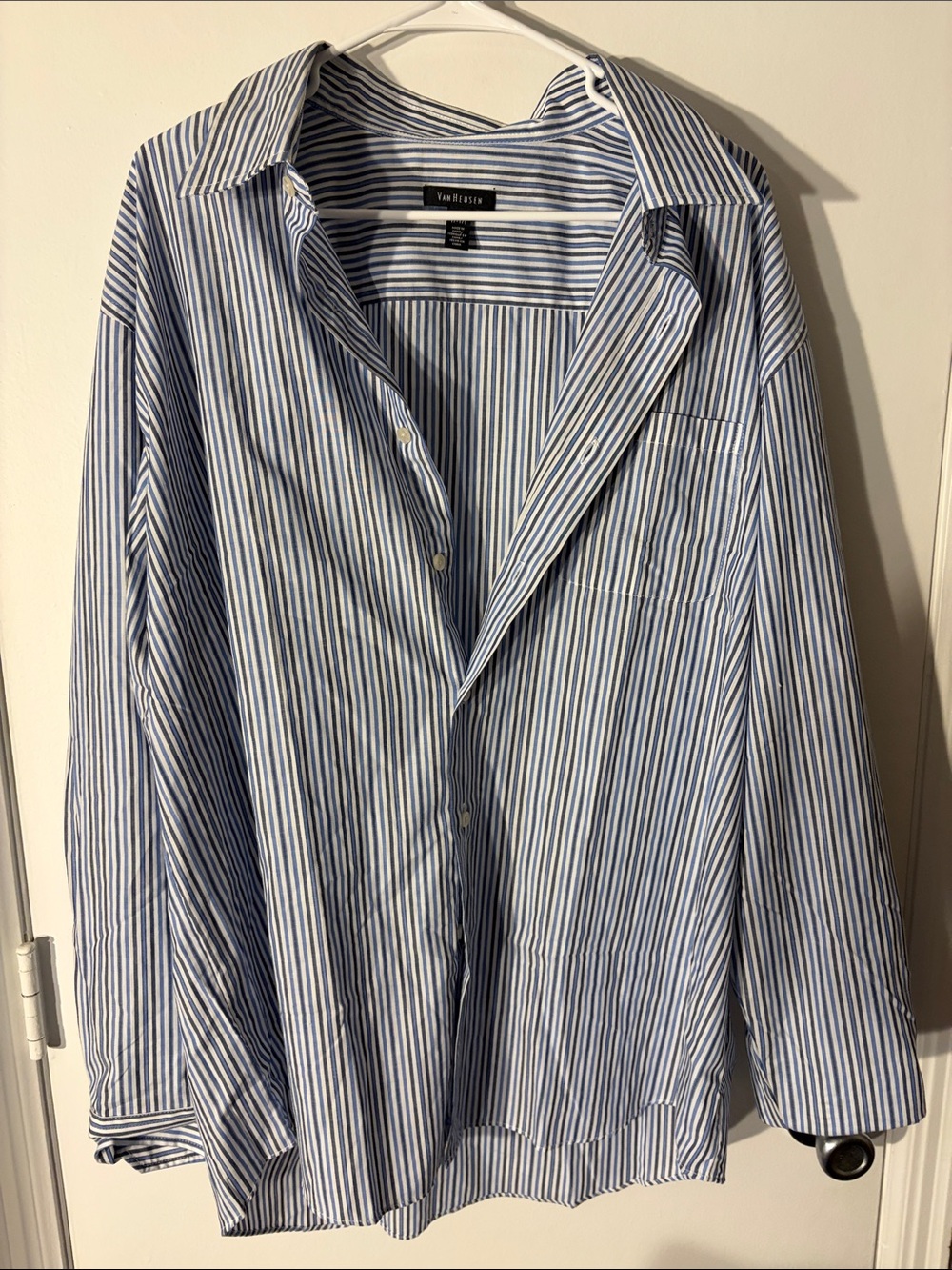 NWOT Van Heusen Blue & White Vertical Stripe Button-Down Shirt